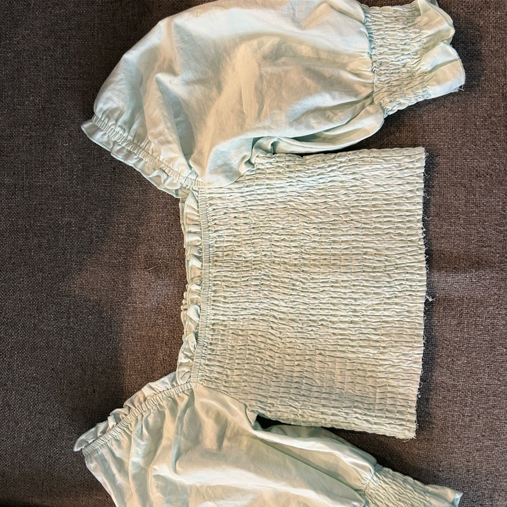 Blue Rain Light Blue Smocked Top